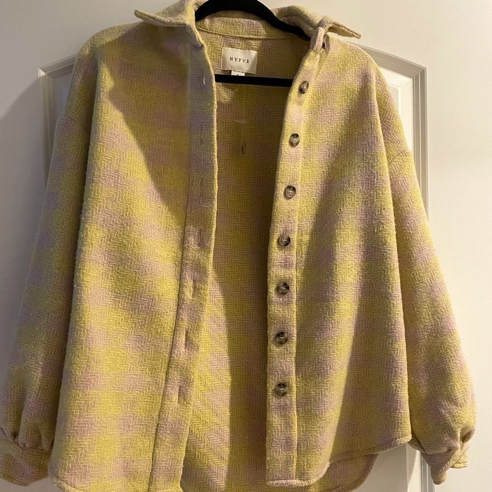 HYFVE Rare Boutique Tan and Yellow Checkered Shacket